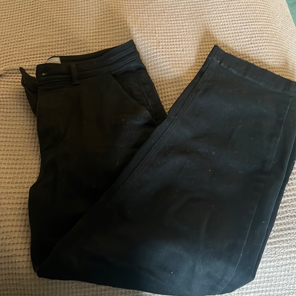 Straight leg pants.